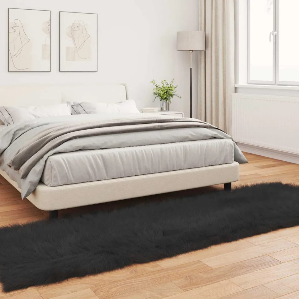 vidaXL Tapijt van imitatie TAFALLA Zwart 80 x 250 cm Polyester, foto 3