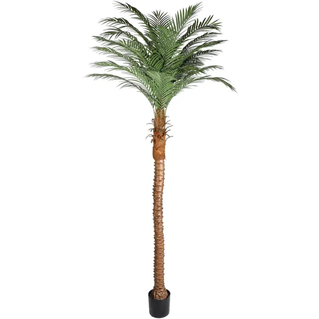 Kunstpalm Kunst palmboom Cuba 260 cm – Extra Hoge kunst Palmboom - Neppalm met Kokoshaar - tropische kunstplant Donkergroen