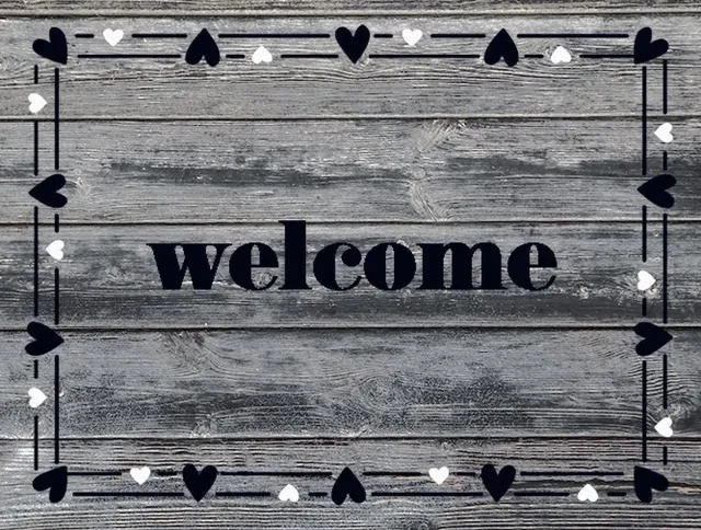 MD-Entree MD Entree - Deurmat - Schoonloopmat - Ambiance - Welcome Hearts Border - 50 x 70 cm Grijs