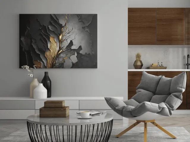 Trendex Global Canvas Schilderij - Abstract Zwart - Wall Art - Schilderijen print op canvas - 60x40x2 cm