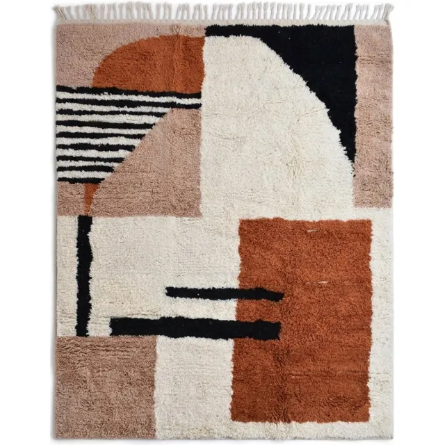 Poufs&Pillows Marokkaans handgeweven tapijt - 300 x 250 cm - Origineel berber vloerkleed - Gemaakt van 100% wol - Hoogpolig Tapijt R362 creme