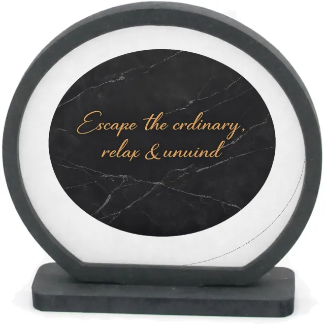 Mr Cadeautjes Houten fotolijst rond met MDF inleg - design Minimalistische wellness-tekst op een rustige natuurachtergr | cadeau Wit