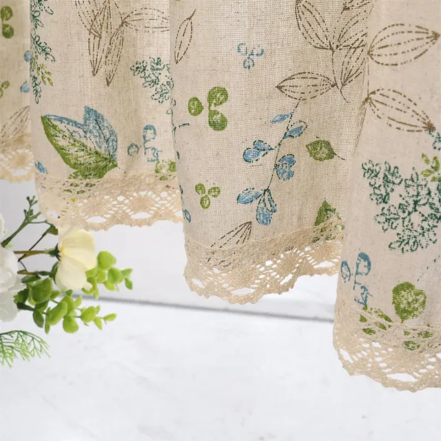 Ibenzoa Farmhouse Gordijn van Katoen-Linnen – 140 x 90 cm – Met Kant – Voor Keuken of Badkamer Beige