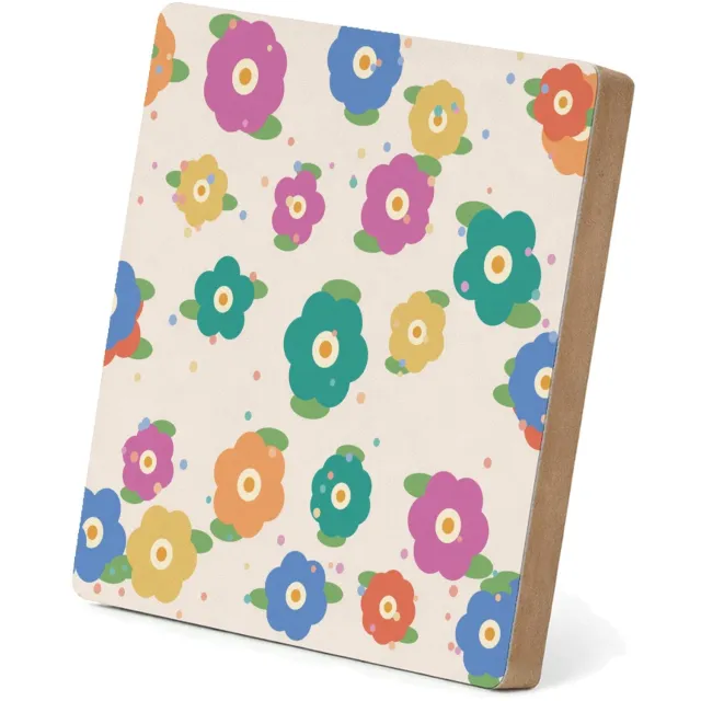 Mr Cadeautjes MDF staande fotolijst 15,2 x 15,2 - design Vrolijke bloemen | cadeau Wit