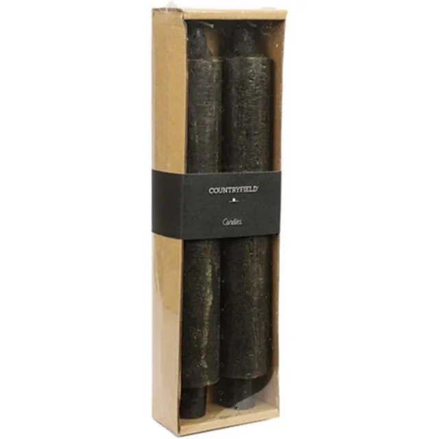 Countryfield Kaars dia. 4 cm, hoogte: 25 cm Vela 4 stuks zwart - woonaccessoires