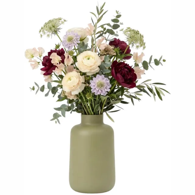 Bellatio Design bloemenvaas Manhattan - kaky groen - mat glas - 15 x 20 cm - glazen vazen