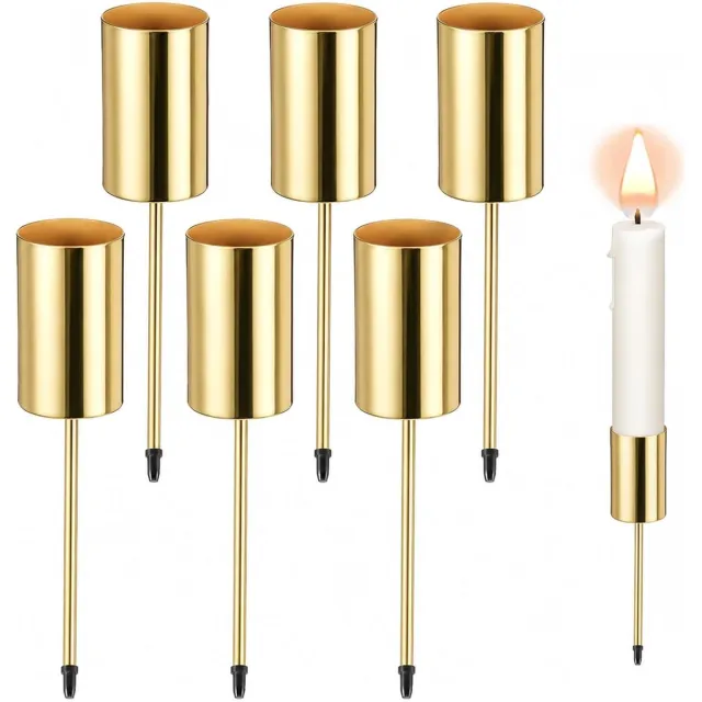YBFBSJK Adventskrans - kaarsenhouders voor staafkaarsen - kaarsenhouder om in te steken - kaarsenhouder - kerstdecoratie - goudkleurig - 2 - 5 cm - voor staafkaarsen - kerstdecoraties en tafeldecoraties - 6 stuks