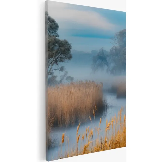 Saammp Canvas Schilderij - Abstract - Mist - Landschap - Natuur - 30x40 - Foto op canvas - Wanddecoratie - Muurdecoratie Woonkamer - Slaapkamer decoratie - Canvas Print Multicolor