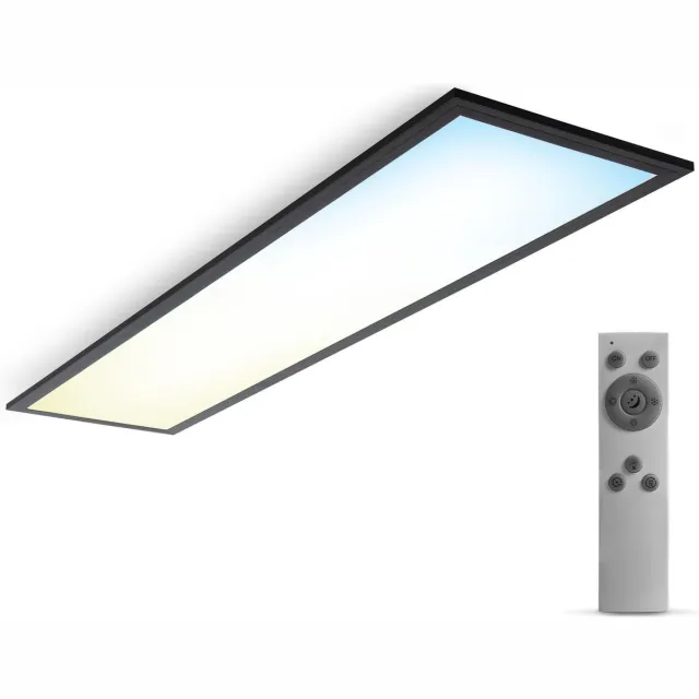 Briloner B.K.Licht - Dimbaar Plafondlamp - led paneel zwart - 25x100 cm - met afstandsbediening - ultraplat plafonniére - CCT - 3.000 tot 6.500 Kelvin - 2.200Lm - 24W Zwart met CCT