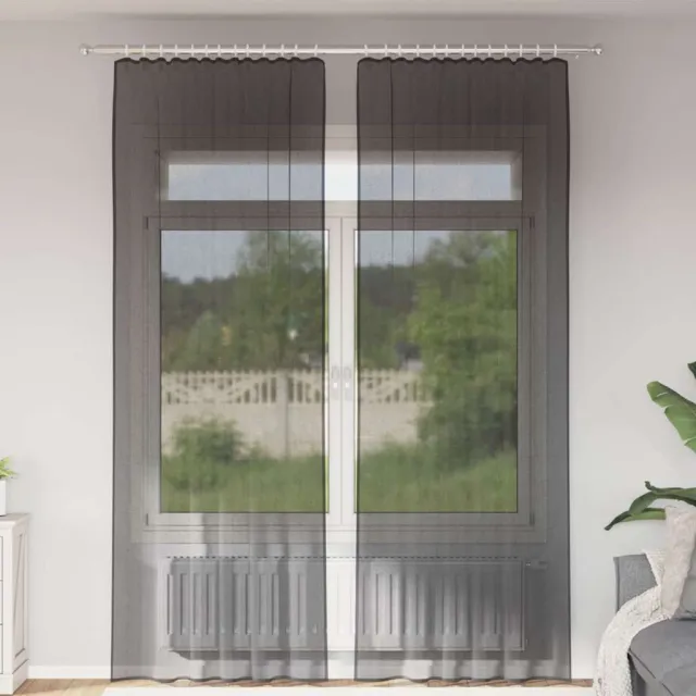 vidaXL Gordijnen voile met roedezakken 2 st zwart