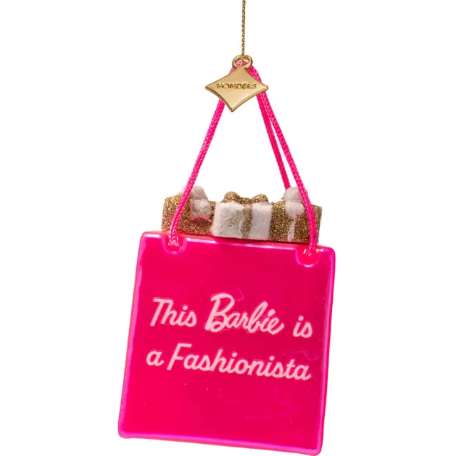 Vondels kerstornament Barbie shopping bag roze