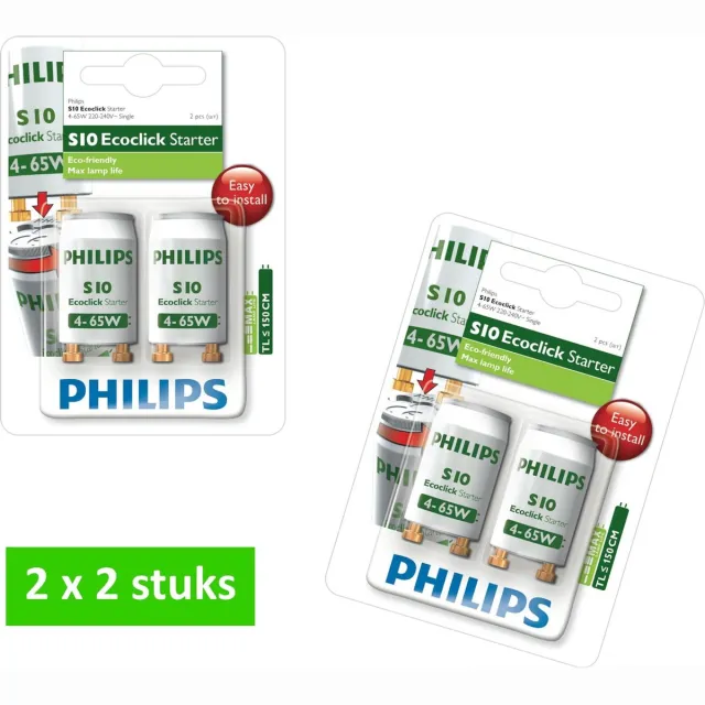 Philips starter S10 | Ecoclick | 4 - 65 watt | multipack 4 stuks Wit