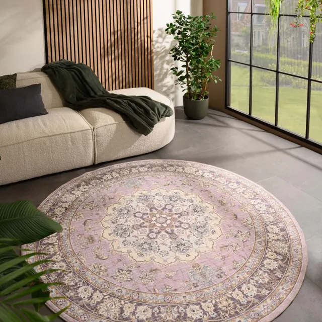 Heritaged Rond vintage buitenkleed - Valenca Nova paars/roze 230