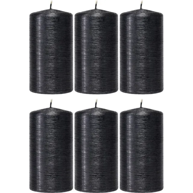 Enlightening Candles Cilinderkaars/stompkaars - 6x - zwart - 7 x 13 cm - 25 branduren - sfeerkaarsen - kaarsen - Woondecoraties