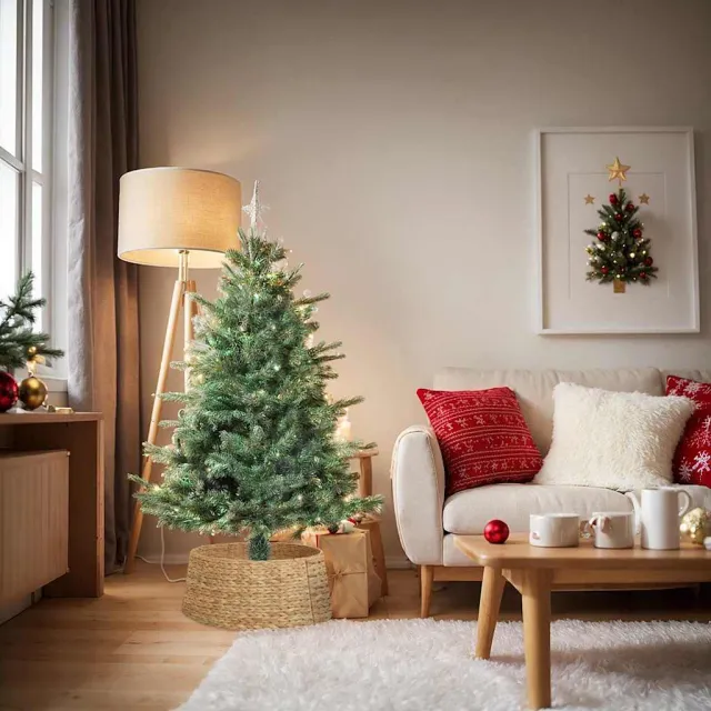 vidaXL Kerstboomkraag Rond Naturel Dia. 75 x 25 cm Waterhyacint