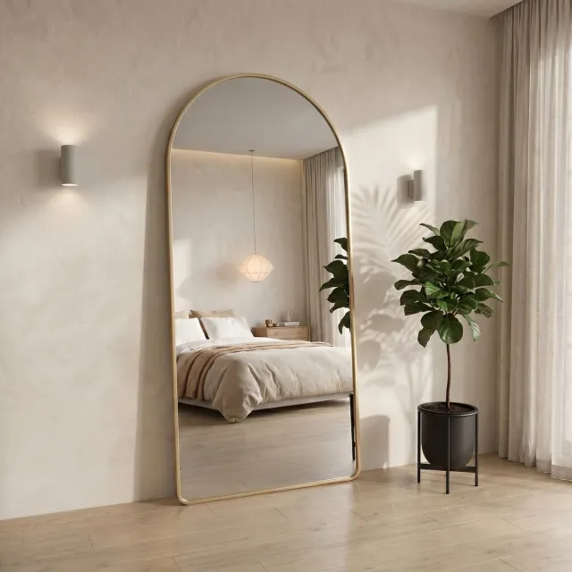 Lumoire Passpiegel - 180x80 cm - Wandspiegel - Modern - Kleedkamer Spiegel - Staande Spiegel met Metalen Rand - Kleur: Goud Goud 180 x 80 cm