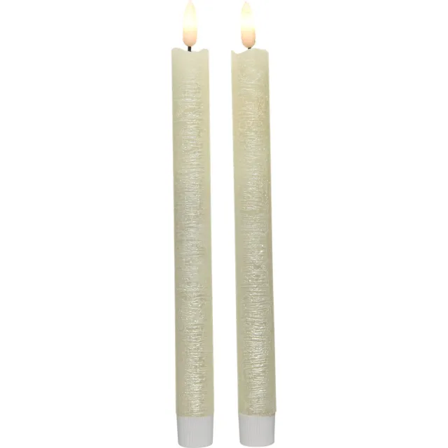 Lumineo Dinerkaarsen - LED - 2x - wit - 24 cm - ledkaarsen