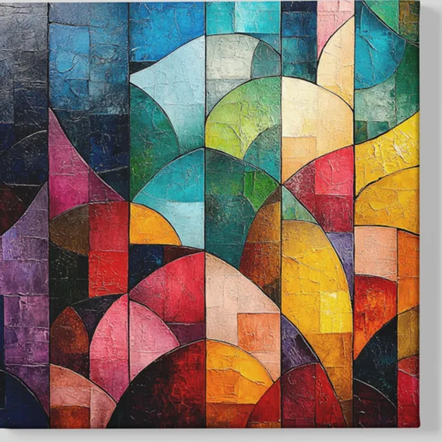 Trendex Global Canvas Schilderij - Abstract - Kleurrijk - Wanddecoratie - 100x100x2 cm