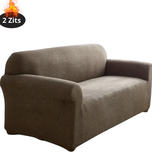 Livano Bankhoes - Bankbeschermer - Stretch - Sofa Cover - Effen - Licht Koffie- 2 Zits