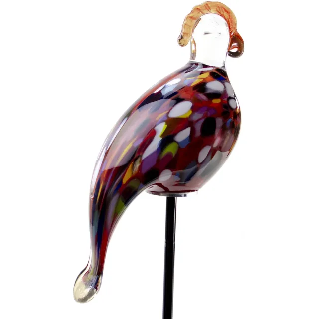 Loranto Tuindecoratie Vogel - Donker en Kleur - Papegaai - Glas Rood