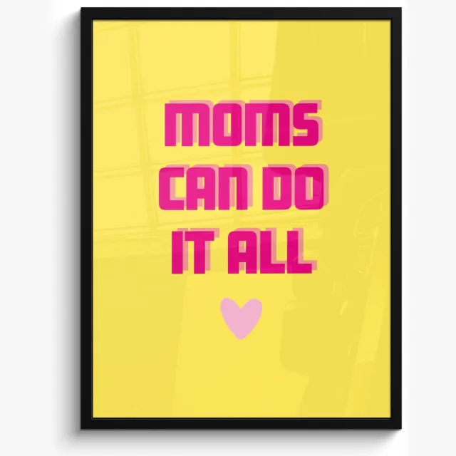 FrameYourWall Poster in lijst - Fotolijst 50x70 cm - Posters - Quote - Moeder - Hartje - Roze - Posterlijst zwart - Decoratie - Wanddecoratie woonkamer - Muurdecoratie slaapkamer Moeder - Tekst