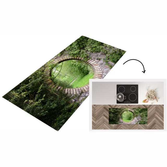 KitchenYeah Keukenloper - Loper keuken - Park - Doorkijk - Natuur - Keukenloper vinyl Multicolor