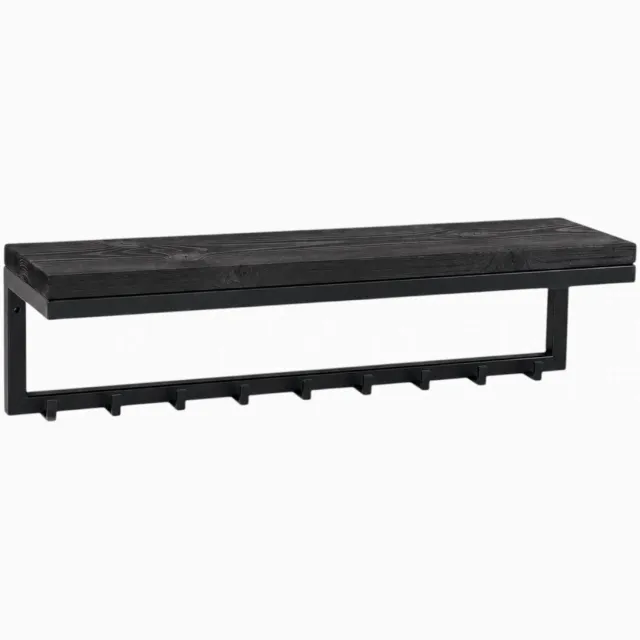 Wibema Meubelen Milton kapstok met plank – 10 haken – 100 × 25 × 18 cm – hout en staal – Wibema Mat Zwart
