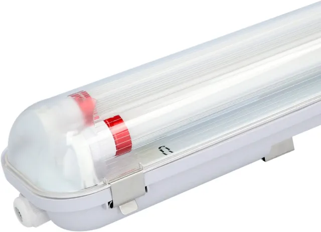 HOFTRONIC LED TL armatuur 150cm dubbel - T8 (G13) - 60 Watt 10500 lumen (175lm/W) - 6000K daglicht wit (860) - Koppelbaar - Flikkervrij - IP65 waterdicht - LED TL Lamp Transparant