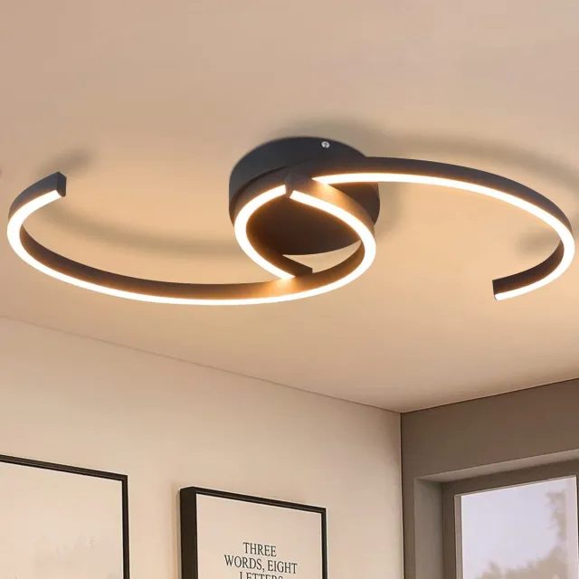 NETTLIFE Plafondlamp LED - Zwart - 60cm - 3000K Warm Wit Licht - Metaal - 24W - Moderne Keukenverlichting - voor Woonkamer | Slaapkamer | Gang