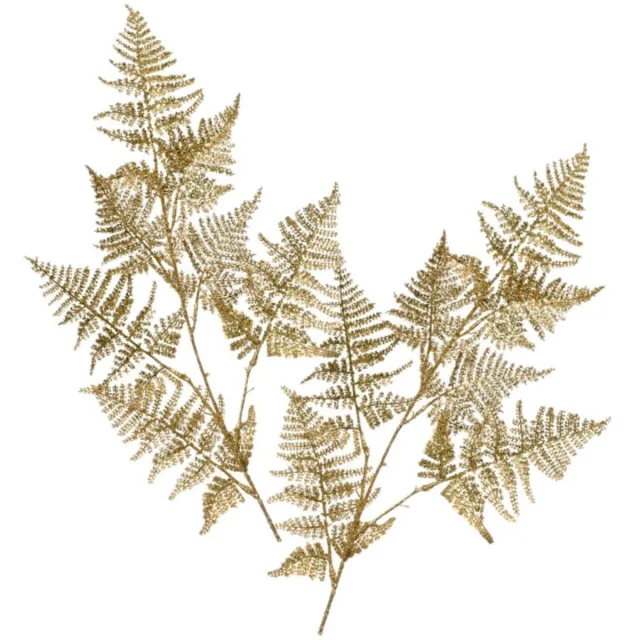 Decoris Kunstplant tak varen - 2x - goud - 87 x 36 cm - kunststof - metallic glans - decoratie takken en twijgen Goudkleurig