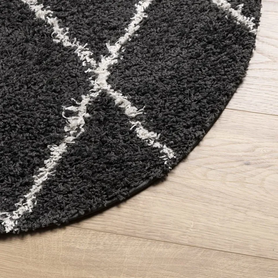 vidaXL Vloerkleed PAMPLONA shaggy hoogpolig Ø 280 cm zwart en crème, foto 4