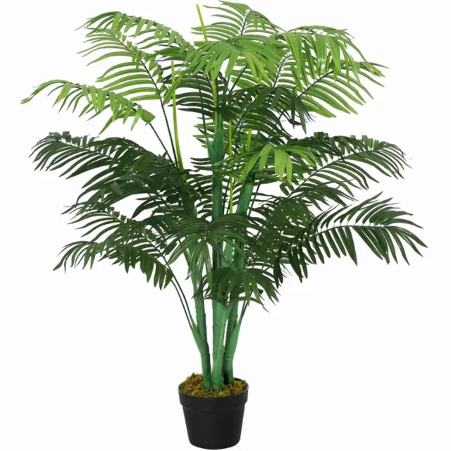 ZYLARO Kunstpalm - 125 cm - 18 palmbladeren - Inclusief pot - Voor balkon en woonkamer gROEN