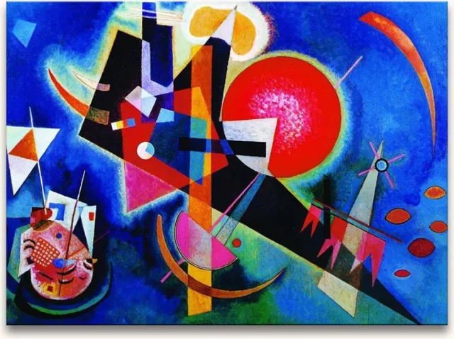 Grootmeesters ® Handgeschilderd schilderij Olieverf op Canvas - Kandinsky - 'In Blue' blauw, rood, geel, groen
