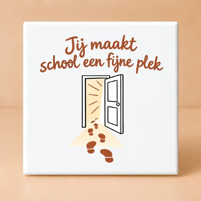 Bedruk King Minimalistische Dag van de Leraar Bedanktegel – Stijlvol Zwart-Wit Lijnwerk voor Leraarsondersteuning - 15 x 15 cm