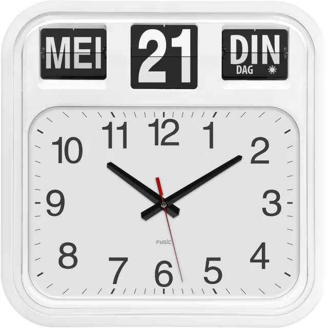 Fysic FK950 - Grote Dementieklok - Analoog - Datum en Tijd - 40 cm Wit
