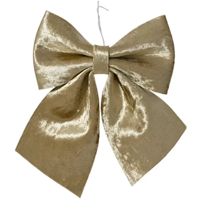Decoris Kerstornamenten strikken - 2x - velvet creme - 12 x 13 cm - kerstboomstrikjes - kerststrikken - strikjes