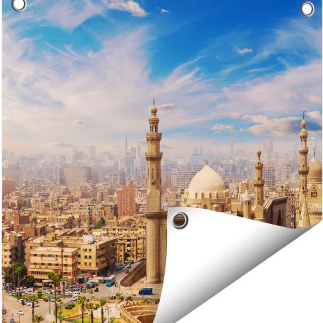 Gards Tuinposter Moskee in Cairo, Egypte - 40x40 cm - Tuindoek - Tuindecoratie - Wanddecoratie buiten - Tuinschilderij Multikleur