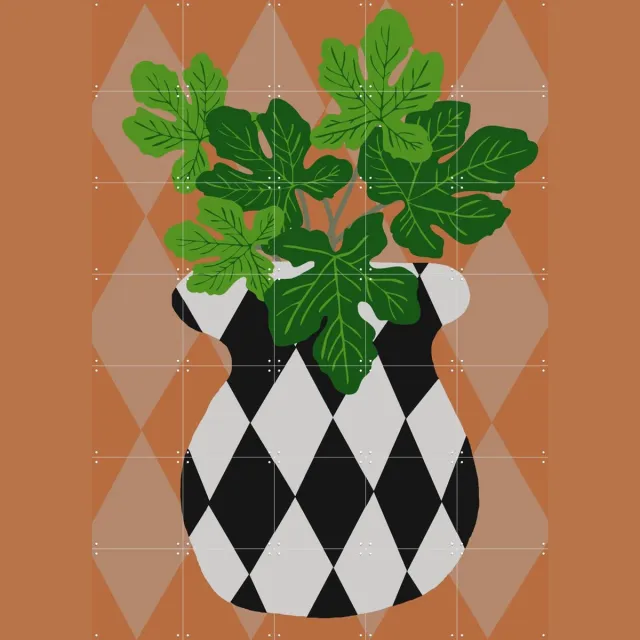 IXXI Green Plant 6, Coco de Paris - 100 x 140 cm - Grote wanddecoratie en posters - Modern, Illustraties, Minimalisme, Speels, Digitale Kunst Groen / Bruin