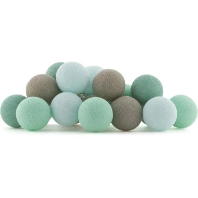 Cotton Ball Lights LED lichtslinger voor binnen - Handgemaakt en Fairtrade - 20 lampjes - Mint