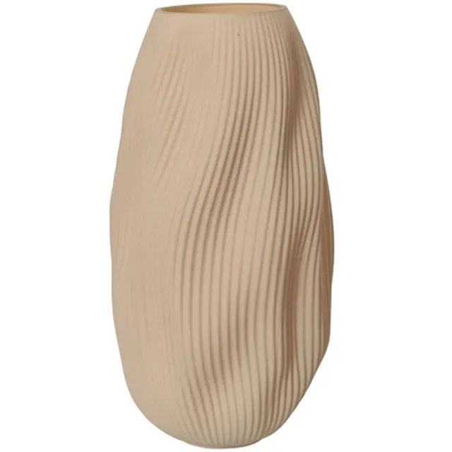 Decoris Vaas glas d15h28.5cm beige