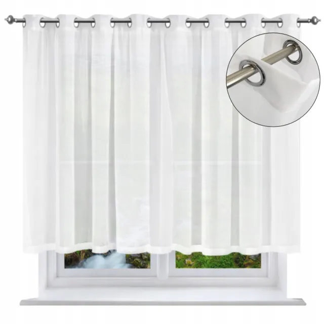 NOW-ART Vitragegordijn - 400 × 170 cm - Wit - Met ringen en bies