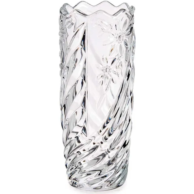 Giftdecor Bloemenvaas margriet relief - D8 x H19,5 cm - Gedecoreerd glas - Vaas - Geschikt voor bloemen en boeketten Transparant
