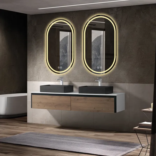 COVREO Wandspiegel 60x90 cm zilver, glas en metaal met anti-condens Silver
