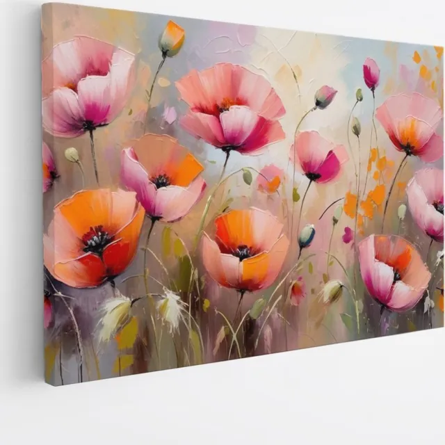 Saammp Canvas Schilderij - Oranjetinten - Bloemen - Abstract - 45x30 - Foto op canvas - Wanddecoratie - Muurdecoratie Woonkamer - Kantoor Decoratie Multicolor