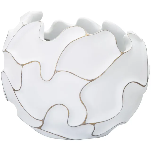Mauro Ferretti Vaas Gaspeau Polyresin Lines Ø 44×37 cm Wit Wash