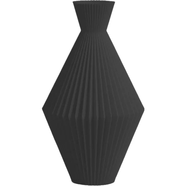 Layvo ARDEN Vaas - Zwart - D15 x H25 cm - droogbloemen vaas - geometrische vaas - gerecycled plastic
