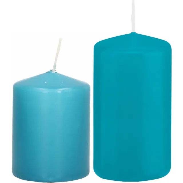 Trend Candles Stompkaarsen set 2x stuks turquoise blauw 8 en 12 cm
