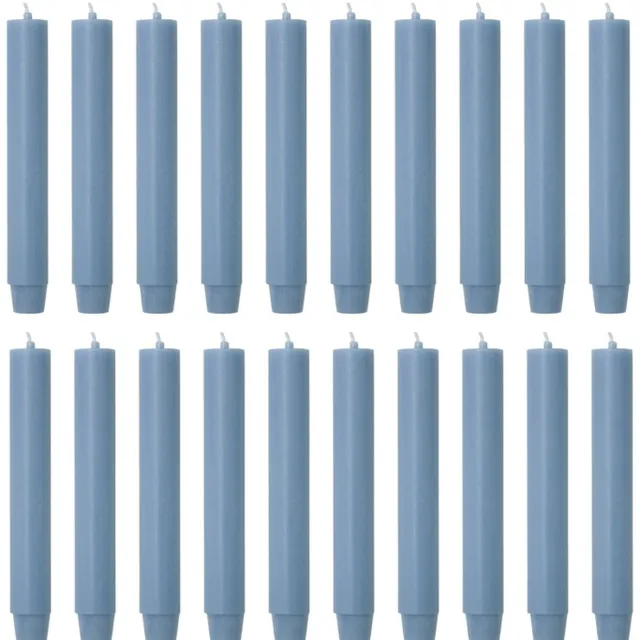 Rustik Lys chique mooie dinerkaarsen pak van 20 stuks 2.6 x 18 cm in de kleur Nordic blauw