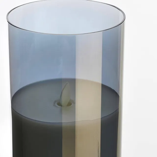Mica Decorations LED Kaars - H25 x Ø10 cm - Glas/Wax - Grijs