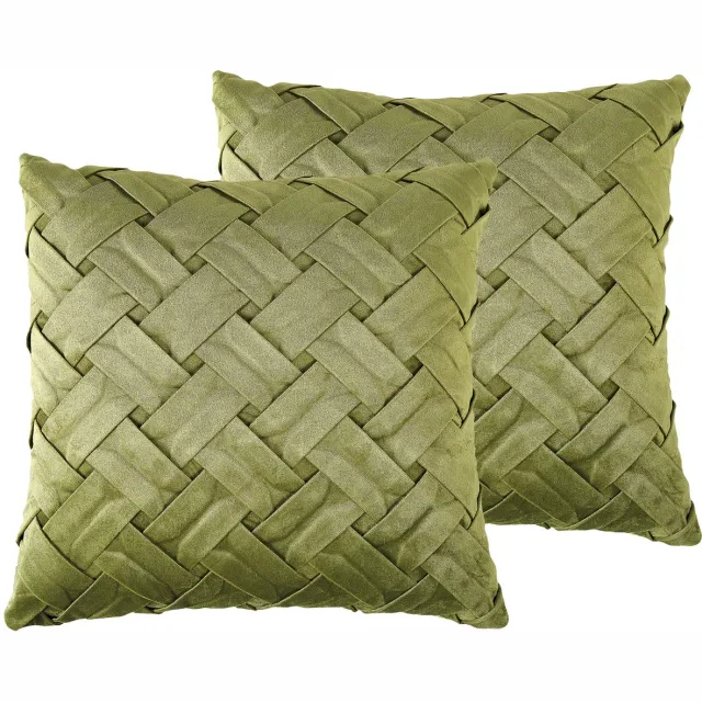 Beliani NARCISSUS - Sierkussen set van 2 - Olijfgroen - 43 x 43 cm - Fluweel